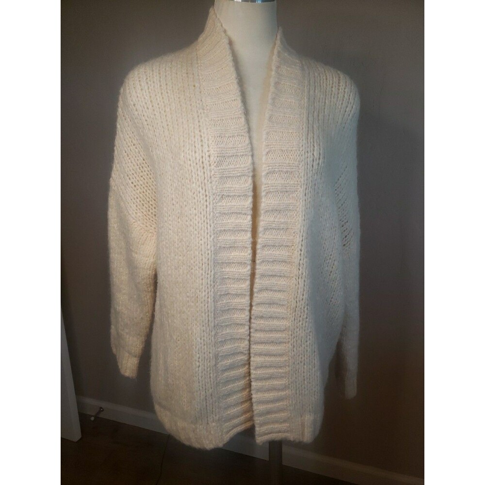 INSIEME Cardigan Women's Ivory Open Front Lightweight Chunky Sweater Sz 38/US 8